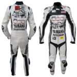 YAMAHA Branded Motorcycle Two Tone Black White Leather Suit