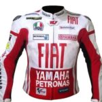 Yamaha FIAT Red And White Motorcycle Leather Jacket