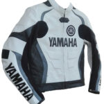 Yamaha Motorcycle White And Black Racing Leather Jacket