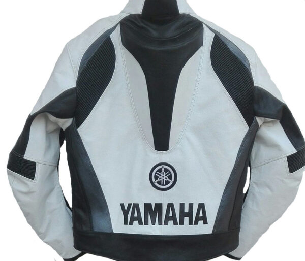 Yamaha Motorcycle White And Black Racing Leather Jacket - Image 2