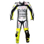 YAMAHA PETRONAS Motorcycle Three Tone Yellow White Black Leather Suit