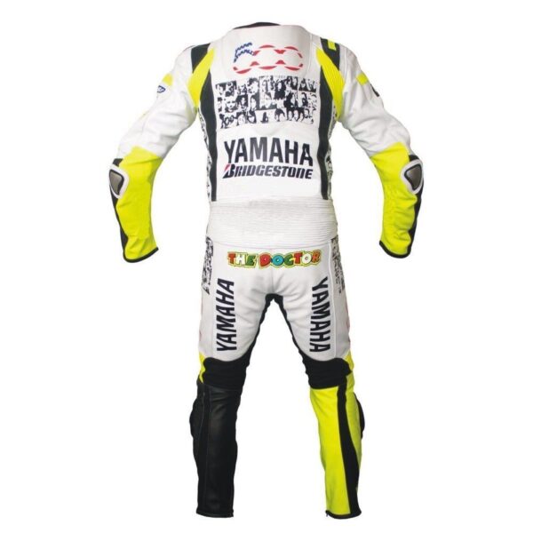 YAMAHA PETRONAS Motorcycle Three Tone Yellow White Black Leather Suit - Image 2