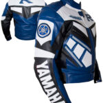 Yamaha R Blue And White Motorcycle Leather Jacket