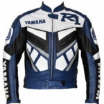 Yamaha R1 Motorbike Blue Racing Leather Jacket