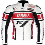 Yamaha R1 Red & White Motorcycle Leather Racing Jacket
