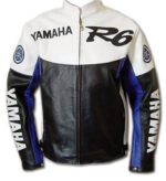 Yamaha R6 Black And Blue Motorcycle Leather Jacket
