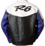 Yamaha R6 Black And Blue Motorcycle Leather Jacket - Image 2