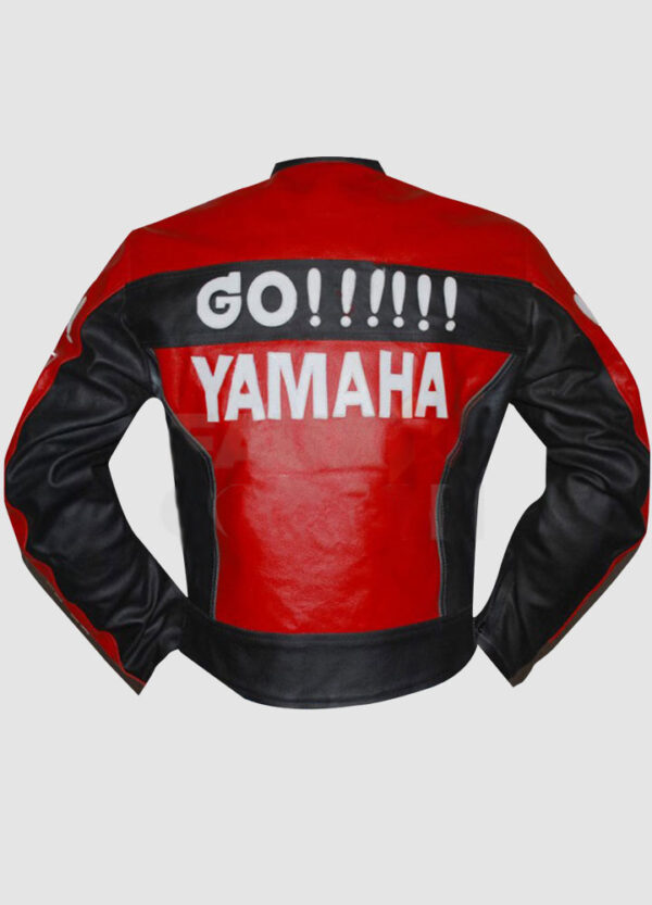 Yamaha Red And Black Motorcycle Leather Jacket - Image 2