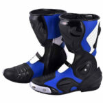Motorbike Black Blue White Leather Shoes