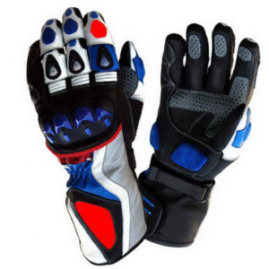 Motorbike-Black-Gray-Leather-Gloves