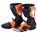 Motorbike Black Orange White Leather Shoes