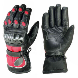 Motorbike-Black-Pink-Leather-Gloves