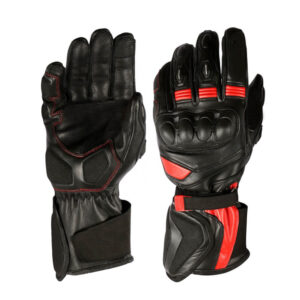 Motorbike-Black-Red-Leather-Gloves