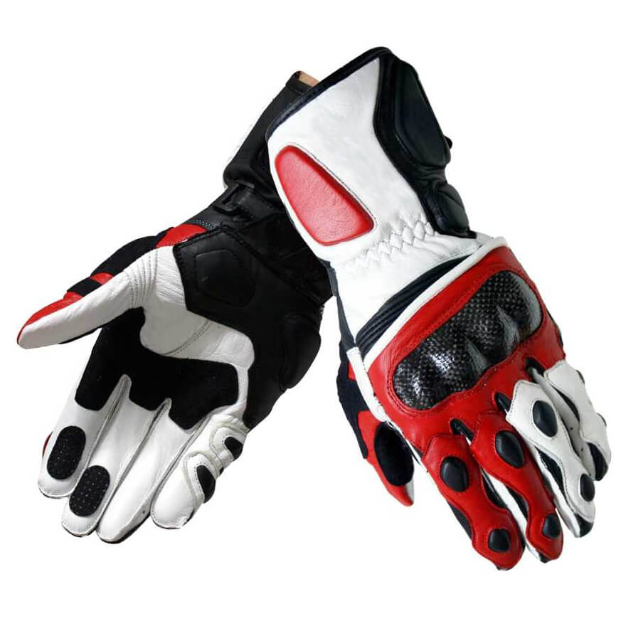 Motorbike Black Red White Leather Gloves Motorbike Black Red White Leather Gloves