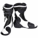 Motorbike Black White Leather Shoes