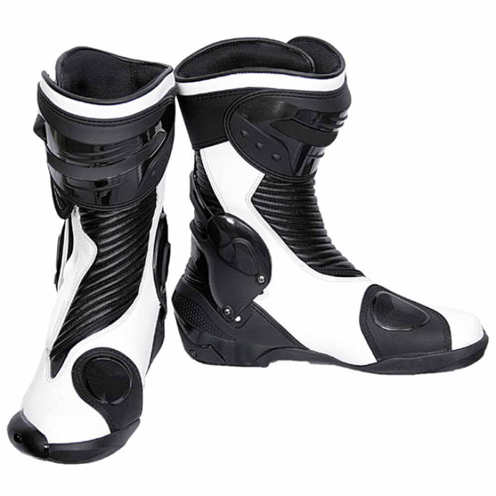 Motorbike Black White Leather Shoes Motorbike Black White Leather Shoes