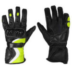 Motorbike-Green-Black-Leather-Gloves