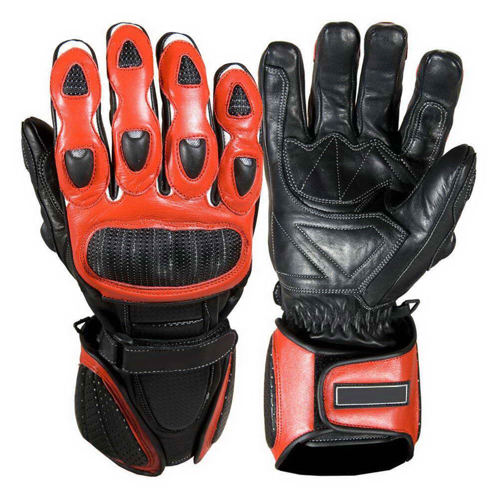 Motorbike Orange Black Leather Gloves Motorbike Orange Black Leather Gloves