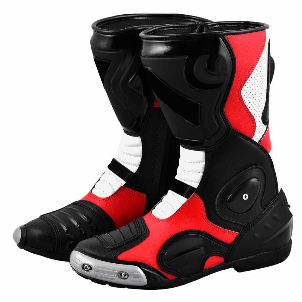 Motorbike Red Black White Leather Shoes Motorbike Red Black White Leather Shoes