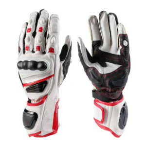 Motorbike-White-Red-Leather-Gloves