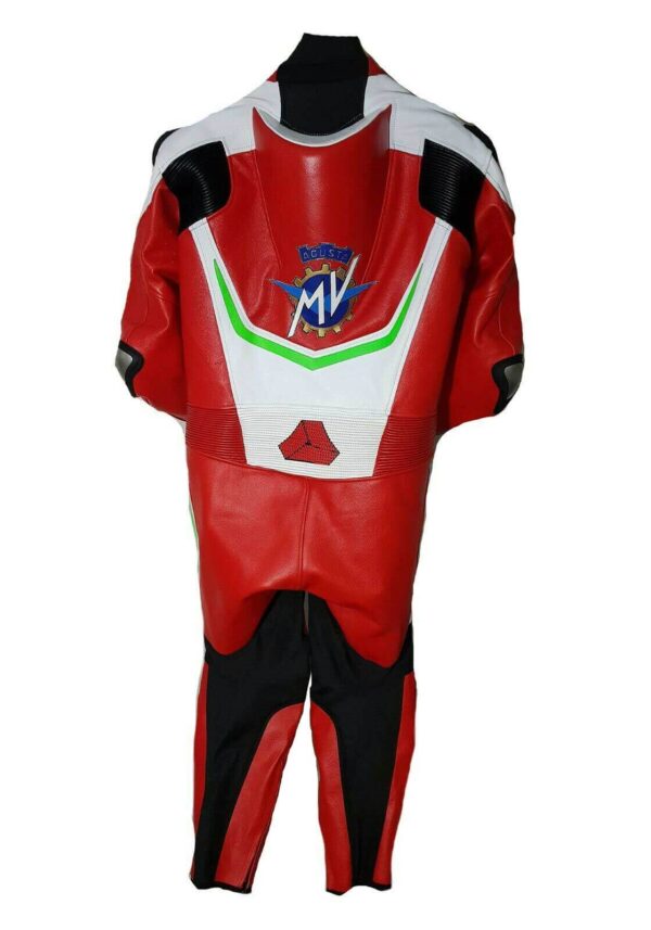 Red White MV Agusta Motorcycle Racing Leather Suit - Image 3