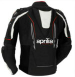 Aprilia Black And White Motorcycle Racing Leather Jacket - Image 2