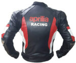 Aprilia Black Motorcycle Racing Leather Jacket - Image 3