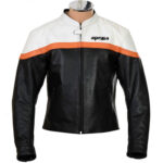 Aprilia Motorcycle Black And White Leather Jacket