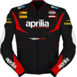 Aprilia Motorcycle Black Racing Leather Jacket