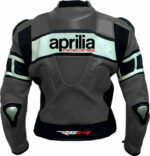 Aprilia Motorcycle Gray Racing Leather Jacket - Image 2