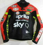 Aprilia Motorcycle Racing Black Leather Jacket