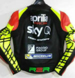 Aprilia Motorcycle Racing Black Leather Jacket - Image 2