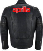 Aprilia Motorcycle Racing Leather Black Jacket - Image 2