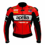 Aprilia Motorcycle Racing Red Leather Jacket