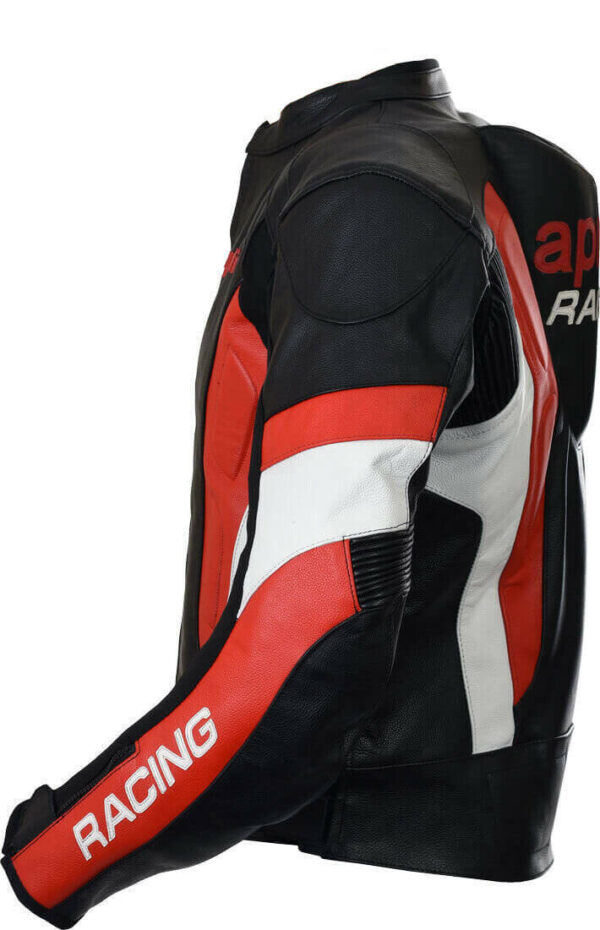 Aprilia Motorcycle black And Red Racing Leather Jacket - Image 2