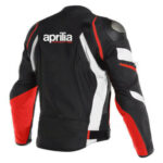 Aprilia Motorcycle black And White Racing Leather Jacket - Image 2