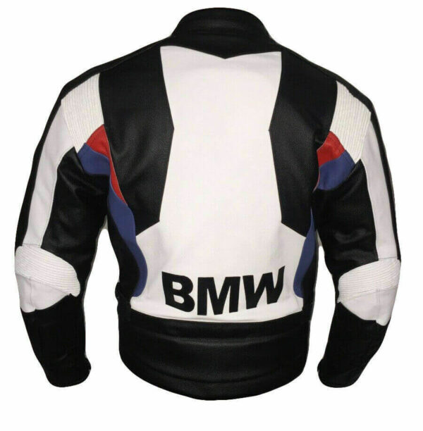 BMW Black And White Motorcycle Leather Jacket - Image 3