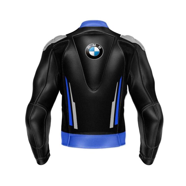 BMW Black Motorcycle Racing Leather Jacket - Image 2
