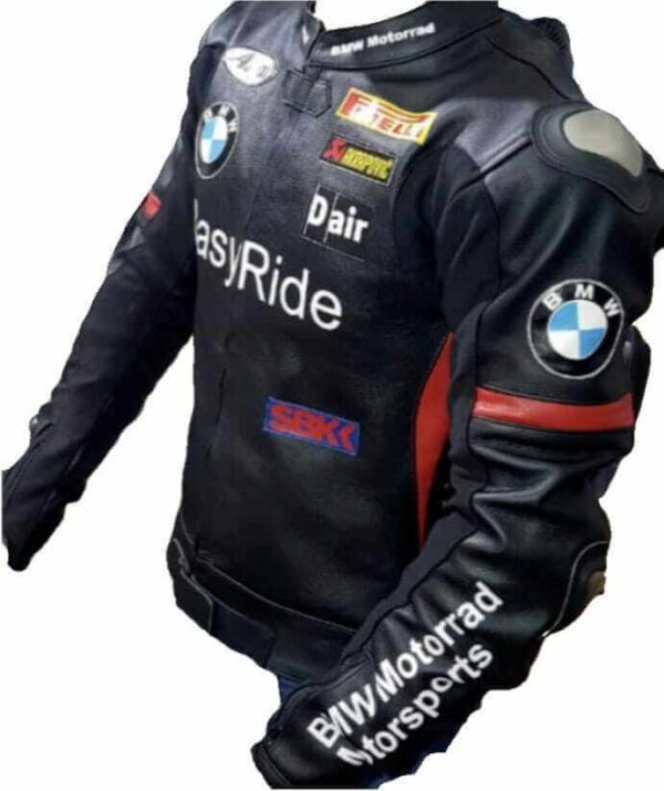 BMW Black Motorrad Motorcycle Racing Leather Jacket - Image 2