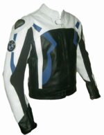 BMW Black White Motorcycle Leather Jacket - Image 2