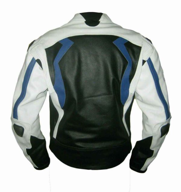 BMW Black White Motorcycle Leather Jacket - Image 3