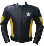 BMW Motorcycle Black And Yellow Leather Jacket