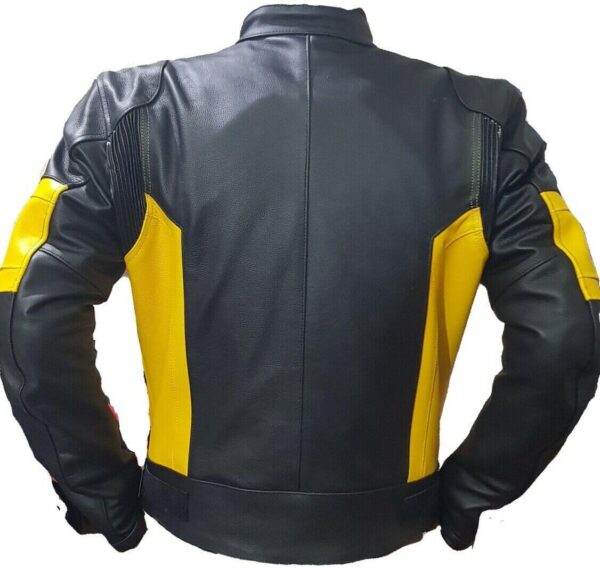 BMW Motorcycle Black And Yellow Leather Jacket - Image 3