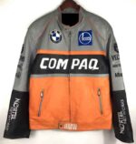 BMW Motorcycle Orange And Gray Racing Leather Jacket