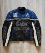 BMW Motorcycle Racing Black And Blue Leather Jacket