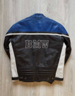 BMW Motorcycle Racing Black And Blue Leather Jacket - Image 2