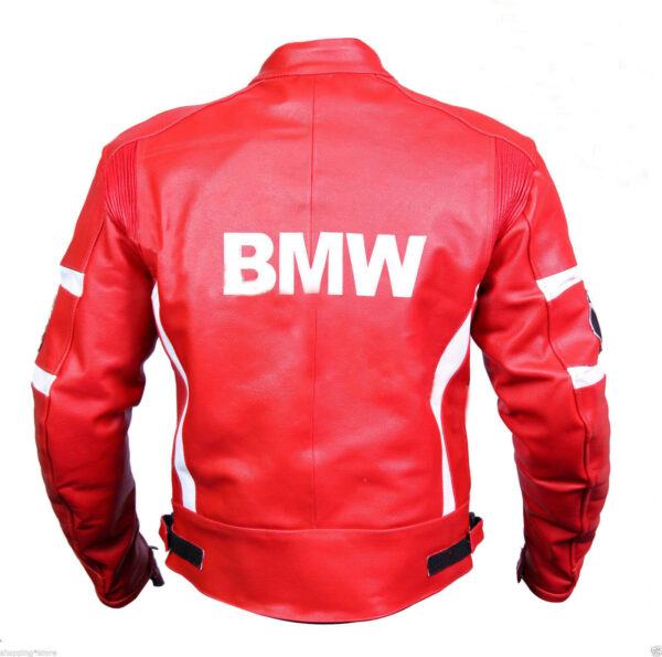 BMW Motorcycle Red Racing Leather Jacket - Image 3