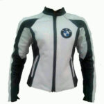 BMW Motorcycle White And Black Leather Jacket