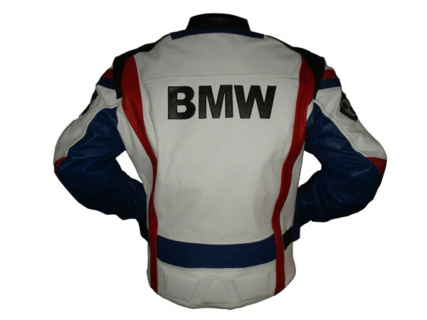 BMW Motorcycle White And Black Racing Leather Jacket - Image 3