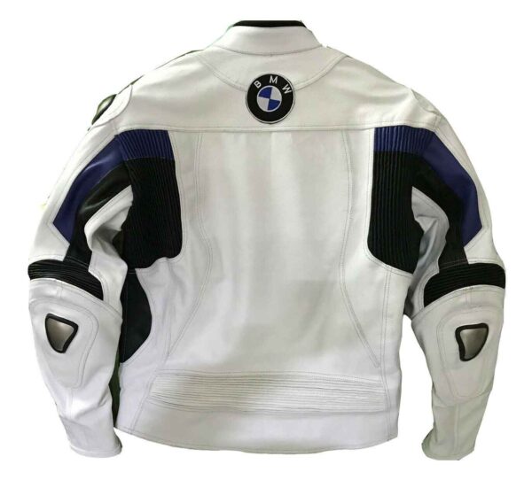 BMW Motorcycle White Racing Leather Jacket - Image 3